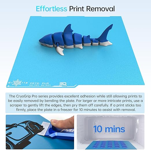 BIQU CryoGrip Pro Frostbite for Kobra 3 Combo 3D Printer 250x250mm Cold Build Plate Room Temperature Print Double Sided Upgrade Plate Removable Surface Platform