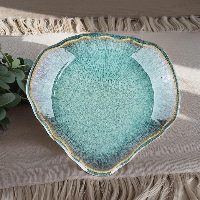 Green Ceramic Decorative Bowl – 12 In Fruit Bowl, Candy Dish, Key Bowl for Entryway Table, Trinket Dish, Ring Dish, Jewelry Tray, Porcelain Catchall for Kitchen, Bedside, Living Room Home Decor