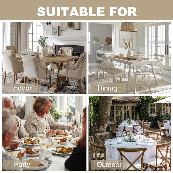 Hiasan 2 Pack Faux Linen Rectangle Tablecloth - Wrinkle and Stain Resistant Washable Table Cloth for Kitchen Dining Room Holiday Table Cover for Party Dinner, Beige, 70 x 108 Inch