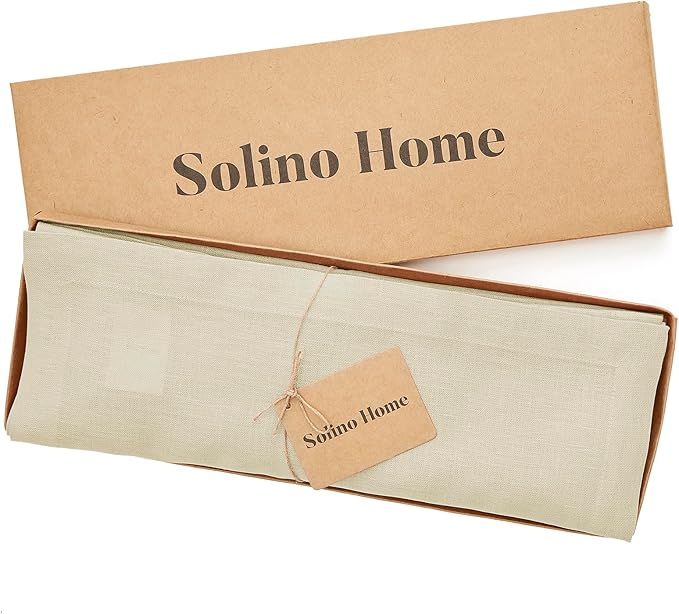Solino Home Linen Cloth Placemats Set of 4 - 100% Pure Linen Birch Placemats 14 x 19 Inch for Spring, Easter - Fete