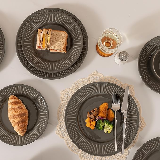 Dinnerware sets plates and bowls sets modern plates,Ceramic Dinnerware Sets,12 Pieces Porcelain Lightweight Plates,Scratch Resistant Dish Set (style - 14, 4 - Set (12pcs))