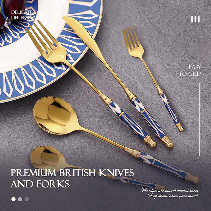 30-piece Silverware Set With Ceramic Handle, Premium Food Grade Stainless Steel Flatware Sets, Mirror Polished Cutlery Set, Dishwasher Safe (for 6 People)