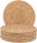 GENMOUS Woven Placemats Set of 12, 13" Round Placemats Natural Water Hyacinth Boho Placemats,Farmhouse Rattan Chargers for Dinner Plates,Rustic Braided Wicker Table Mats for Dining Table,Home,Wedding
