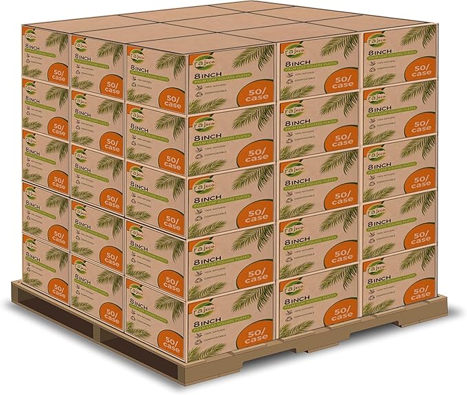 Raj Palm Leaf Plates [50-Pack] 8" Square Plates(100 Cases - 5000 PACK) like Bamboo plates Disposable, Strong, Decorative Compostable Tableware for weddings, Lunch, Dinner, Birthday,Outdoor
