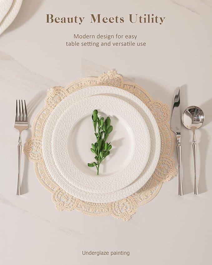 Dinnerware sets plates and bowls sets modern plates,Ceramic Dinnerware Sets,12 Pieces Porcelain Lightweight Plates,Scratch Resistant Dish Set (style - 13, 4 - Set (12pcs))