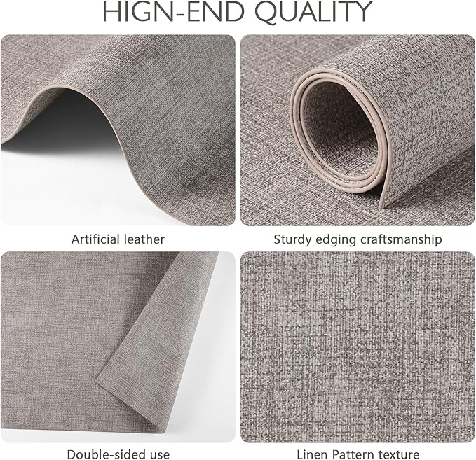Faux Leather Placemats Set of 4 Washable PU Table mats for Kitchen Table - Heat Resistant, Waterproof, Easy Clean, Anti Slip 11.8" x 17" (Light Brown-4 Pack)