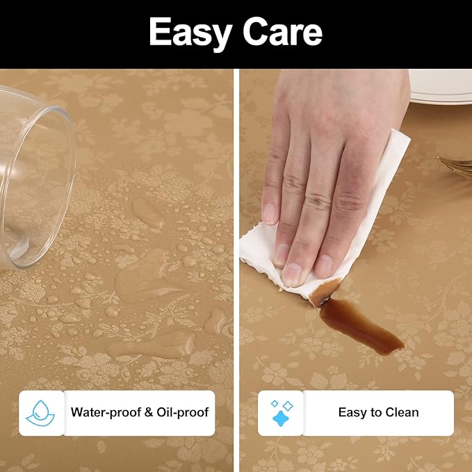 Smiry Rectangle Table Cloth, Waterproof Heavy Duty Vinyl Tablecloths, Wipeable Washable Table Cover for Kitchen and Dining Room (Brown, 60" X 120")