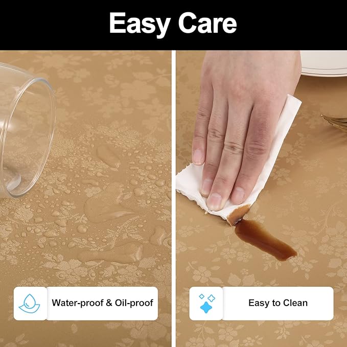 Smiry Square Table Cloth, Waterproof Heavy Duty Vinyl Tablecloths, Wipeable Washable Table Cover for Kitchen and Dining Room (Brown, 54" X 54")