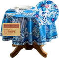 Maison d' Hermine Table Cloth Round Table 100% Cotton 63 Round Inches Tablecloth Reusable Decorative for Dining Room Farmhouse Home Valentines Day Decorations Spring Summer - Summer Blues
