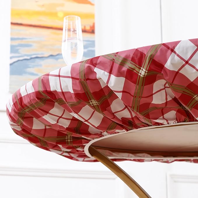 Walrus Round Vinyl Fitted Tablecloth with Flannel Backing Elastic Edge Design Table Cover Waterproof Oil-Proof PVC Table Cloth Stain-Resistant Best for 32"-36" Round