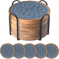 5 Pack Coasters for Drinks Absorbent, Coasters for Coffee Table with Holder, Non-Slip, Non-Stick, Suit for Kinds of Cups 4.3 inch Gray
