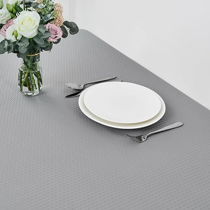 maxmill Rectangle Tablecloth Weaved Texture Design Water Resistant Wrinkle Free Spill-Proof, Soft Table Cloth for Dining Room Decoration, Banquet Parties Holiday Dinner, 52 x 84 Inch Light Grey