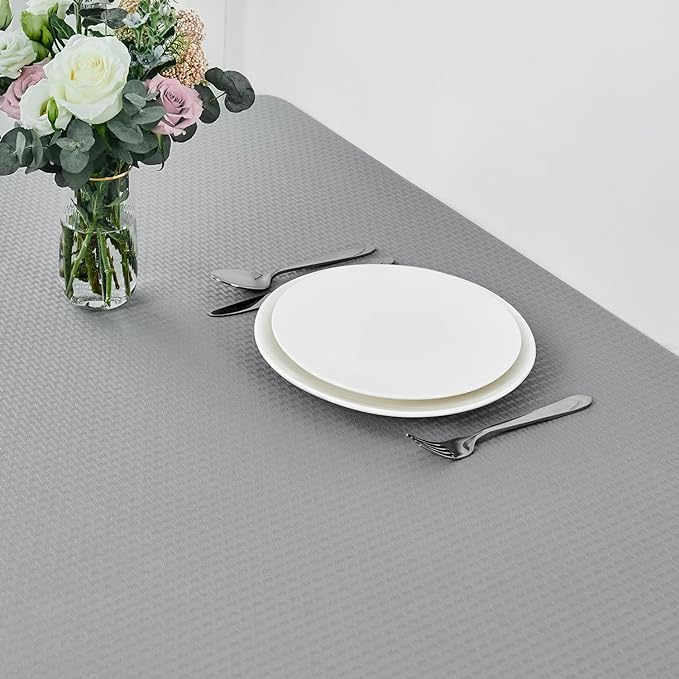 maxmill Jacquard Tablecloth Stain Resistant Waterproof Wrinkle Free Spillproof Washable Soft Weaved Texture Table Cloth for Dining Room, Indoor Outdoor Use, Rectangle 60 x 140 Inch, Light Grey