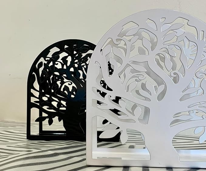 YAJIACLONE Tree of Life White Metal Napkin Holder, Upright Metal Tabletop Napkin Holder for Kitchen Countertop & Dining Table.
