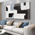 Abstract Wall Art Modern Minimalist Art Wall Decor Black Grey and Blue Irregular Shape Home Decor Canvas Art Wall Decor Abstract Wall Art Framed Artwork for Living Room Bedroom Office 24"x48"