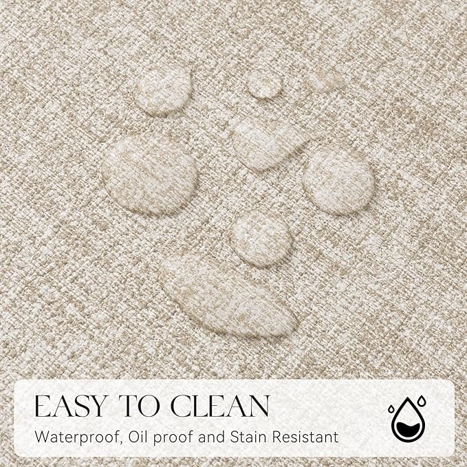 MOSAYT Placemats Set of 4, Heat Resistant Vinyl Place Mats with Coasters, 100% Waterproof Wipeable & Washable Faux Leather Table Mats for Kitchen Dining Party Indoor Outdoor, 12" x 17", Beige