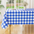 misaya Square Waterproof Vinyl Table Cloth, Buffalo Flannel Backed Tablecloth, Wipeable Plastic Table Cover for Seaside, Picnic, Outdoor (60" x 60", White and Blue)