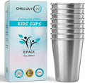 CHILLOUT LIFE Stainless Steel Kids Cups 8 oz - Stainless Steel Small Children Cups for Home & Outdoor Activities, BPA Free Unbreakable Premium Stackable Metal Drinking Glasses (8-Pack)