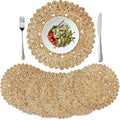 Set of 6 Handwoven Corn Husk Placemats, 13.8" Round – Eco-Friendly Boho Rustic Table Mats, Farmhouse Chargers for Dining & Festive Occasions
