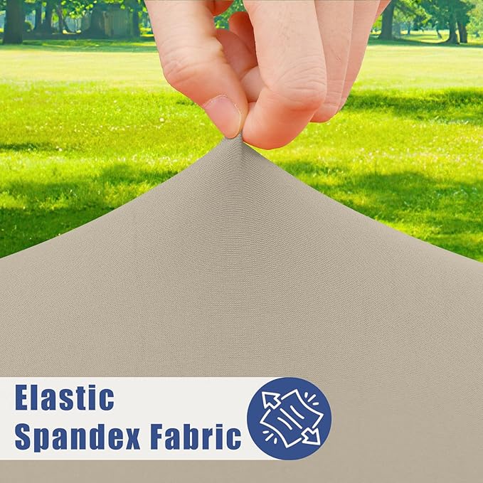 Spandex 4 Foot Rectangle Table Cloth 2 Pack, Elastic Fitted Tablecloths for Picnic, Stretch Washable Patio Table Cover for Outdoor, Camping, Banquet and Parties (Taupe, 30"x48")