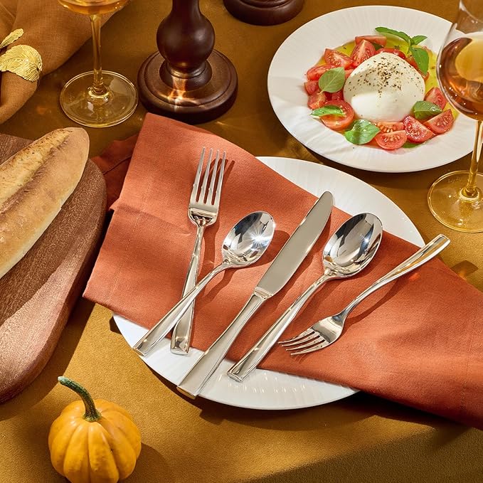 KINGSTONE Silverware Set for 4, 20-Piece Stainless Steel Flatware Set with Forks, Knives, Spoons, Dishwasher Safe Cutlery Set for Home, Wedding, Rust-proof