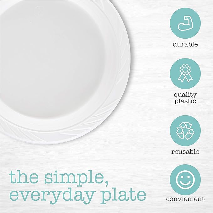 200 Count Disposable 7 Inch White Plastic Plates
