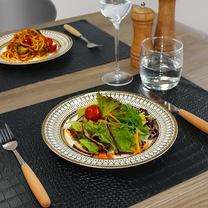 Set of 4 Faux Leather Placemats, PU Table Mats, Waterproof, Stain Resistant, Heat Resistant, Easy to Clean for Kitchen Dining Table,Conference Table