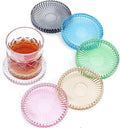 Vintage Glass Coasters, GOH DODD Set of 6 Crystal Coasters Tabletop Protection for Drinks, Home Decor, Kitchen, Living Room, Patio, Wedding, Party, Housewarming Gifts, Mixed Colors