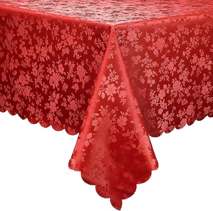 Smiry Rectangle Table Cloth, Waterproof Heavy Duty Vinyl Tablecloths, Wipeable Washable Table Cover for Kitchen and Dining Room (Red, 70" X 108")