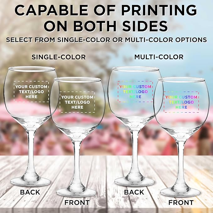 Custom Premiere Wedding Wine Glasses 20.5 oz Set of 48, Personalized Bulk Pack - Restaurant Glassware, Perfect for Red Wine or White Wine - Clear
