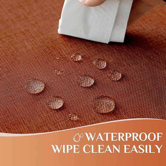 Softalker Extra Lang Table Cloth for 6/8 Foot Rectangle Table 60x120 inch Faux Linen Tablecloth Outdoor Waterproof Stain and Wrinkle Resistant Table Cover for Fall Garden Party Picnic Decor Tabletop