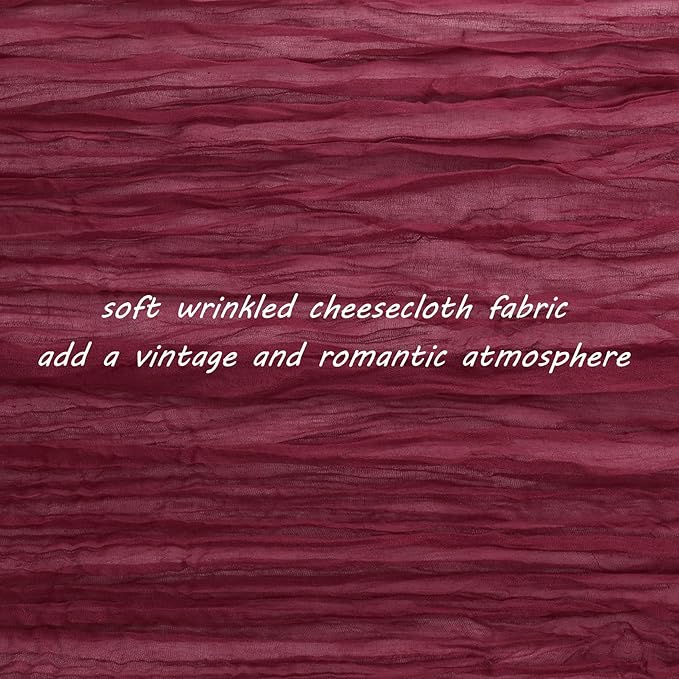 12 Pack 13Ft Cheesecloth Table Runner 35x157 Inch Boho Gauze Rustic Long Table Runner for Wedding Bridal Shower Birthday Party Table Decor (Burgundy)