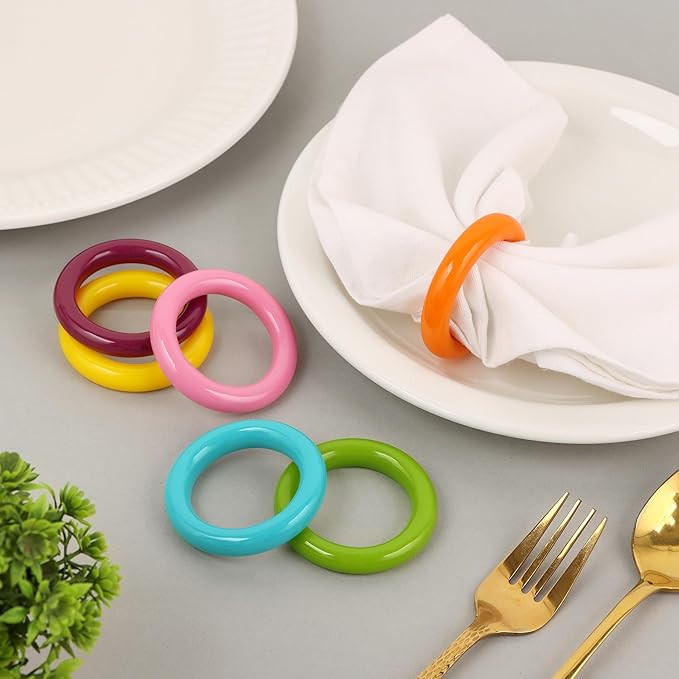 CLEENTABLE Napkin Rings Set of 12 - Epoxy Resin Napkin Holder Cuffs for Dinner Table Décor - Farmhouse Modern Serviette Rings for Weddings, Parties, Receptions, Banquets, Daily Use (Pastel)