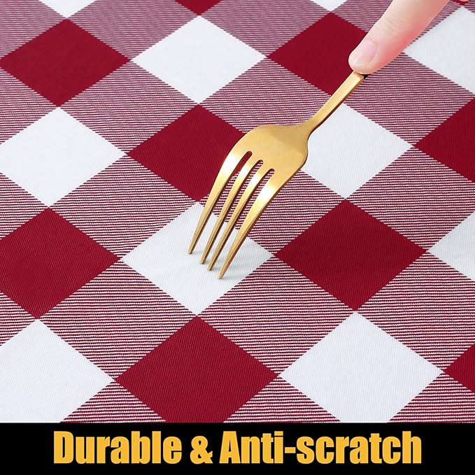 Smiry Rectangle Picnic Table Cloth, Elastic Waterproof Fitted Vinyl Tablecloths, Flannel Backed Buffalo Plaid Table Covers for Dining, Camping, Outdoor (Burgundy and White, 24" x 48")