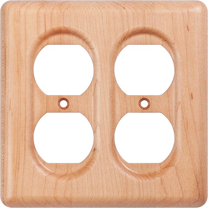 Maple Wood Double Outlet Cover Plate Wall Plates For Electrical Outlets With Durable Finish