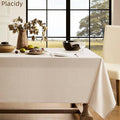 Beige Linen Table Cloths for 4 Ft Rectangle Tables Farmhouse Modern Neutral Fabric Tablecloth Kitchen Dining Room Decoration Table Cover for 4 Foot Tables Holiday Party Dinner 60x70 Inch