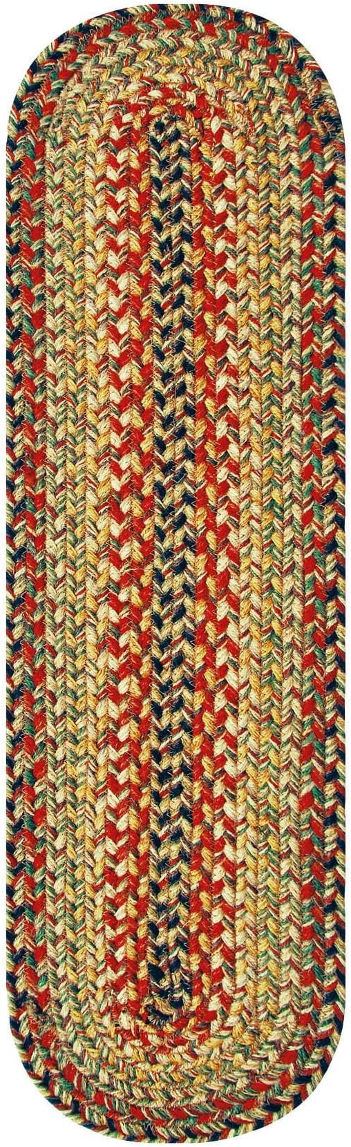 Homespice Kingston Jute Braided Staircase Step Treads, Warm Country Decor, Set of 13, Multicolor 8x28 Oval Rugs for Stairs - Easy to Clean, Tightly Stitched and Durable