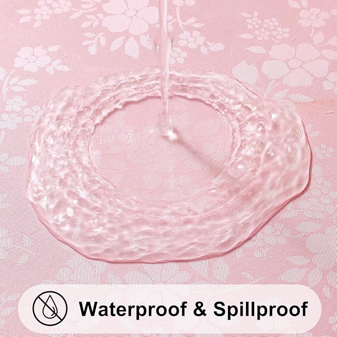 Smiry Square Table Cloth, Waterproof Heavy Duty Vinyl Tablecloths, Wipeable Washable Table Cover for Kitchen, Dining Room & Valentines(Pink, 54" X 54")