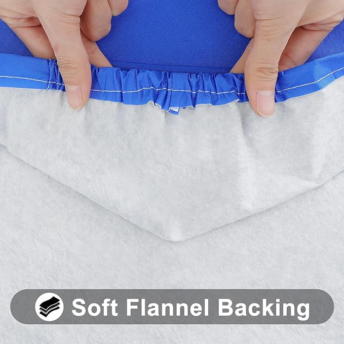 Smiry Rectangle Tablecloth, Elastic Fitted Flannel Backed Vinyl Tablecloths for 4ft Folding Tables, Waterproof Wipeable Table Covers for Indoor, Outdoor, Picnic and Camping (Blue, 30"x48")