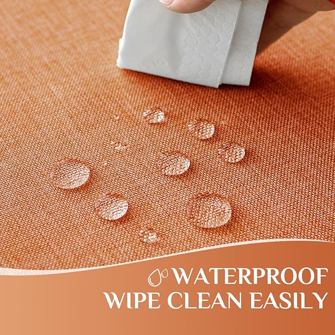 Softalker Extra Lang Table Cloth for 6/8 Foot Rectangle Table 60x120 inch Orang Faux Linen Tablecloth Outdoor Waterproof Stain and Wrinkle Resistant Table Cover for Fall Garden Party Decor Tabletop