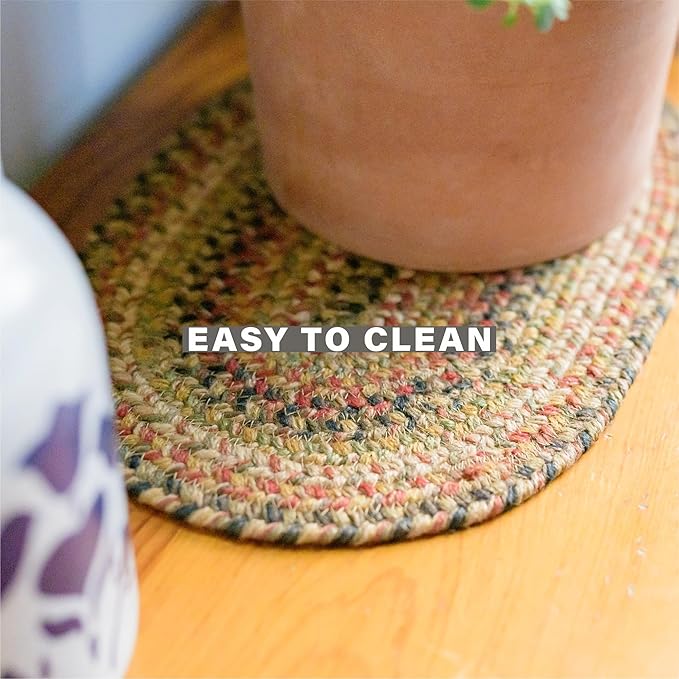Homespice Kingston Jute Braided Chair Pads for Dining Chairs 15x15 Set of 2 - Vibrant Colors, Naturally Comforting & Reversible