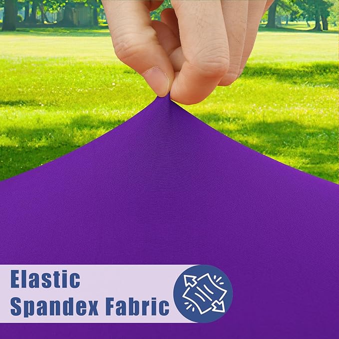 Round Spandex Tablecloth, Elastic Fitted Waterproof Tablecloths for 57"-68" Tables, Stretch Washable Picnic Table Cover for Camping, Dining, Indoor and Outdoor, Purple
