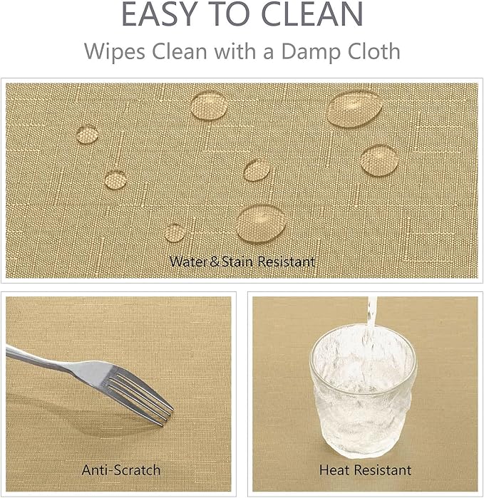 Faux Linen Rectangle Tablecloth Waterproof 60x120 inch Table Cloth Stain and Wrinkle Resistant Washable, Decorative Fabric Table Cover for Dining, Kitchen, Wedding and Parties, Coffee