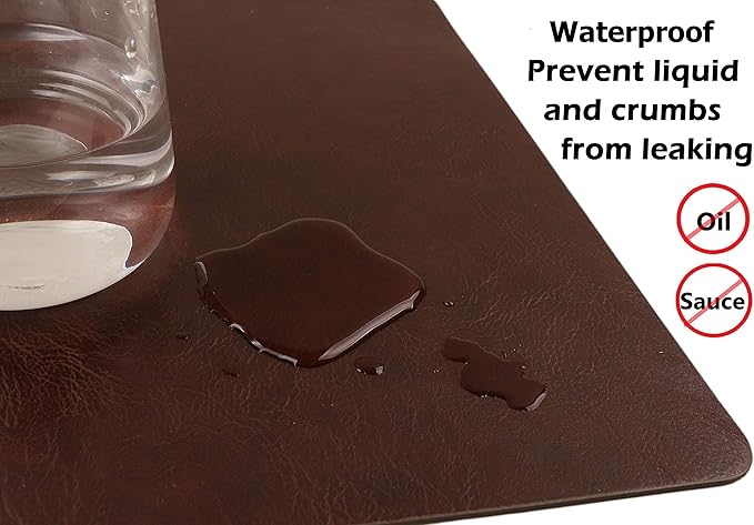 Faux Leather Placemats, Set of 8 PU Table Mats, Easy to Clean, Heat & Stain Resistant for Office Conference Table,Dinging Home Decor F Dark Brown