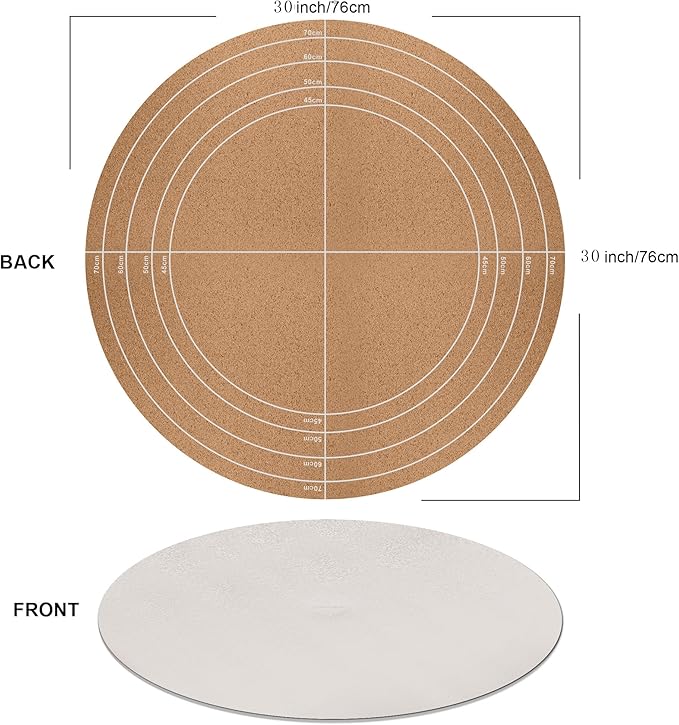 CENNBIE 30/24/20/18 Inches Round Table Mat - Cork Leather Placemats - Suitable as Side Dining Coffee Table Cover (Cream)