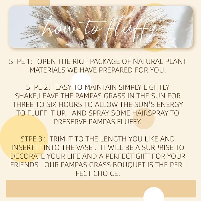 150PCS Natural Pampas Grass Bouquet |Mix Dried Flowers Bouquet for Wedding Decor Boho Decor Home Table Decor Desk Decor, Rustic Farmhouse