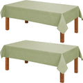 Hiasan 2 Pack Faux Linen Rectangle Tablecloth - Wrinkle and Stain Resistant Washable Table Cloth for Kitchen Dining Room Holiday Table Cover for Party Dinner, Green, 54 x 80 Inch