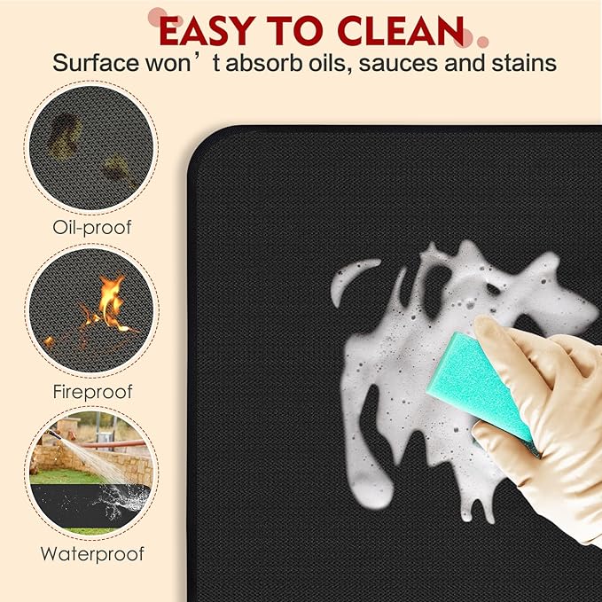 Heat Resistant Mats for Countertop,16x20 in Silicone Heat Resistant Mat for Air Fryer, Fireproof Pad for Coffee Maker,Toaster, Oven, Kitchen Countertop Protector Compatible with Ninja,COSORI, 1PCS