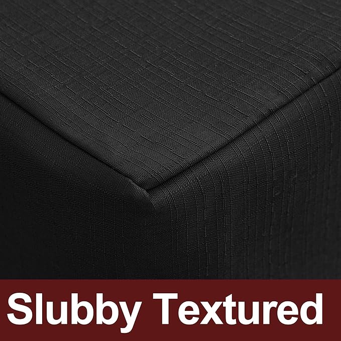 HolidayIdeas 2 Pack Fitted Table Covers Rectangle - 48 x 24 Inch - Black Linen Textured Tablecloths for 4 Foot Tables, Fabric Tableclothes for Party, Wedding, Trade Show