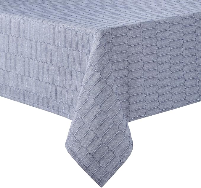 Martha Stewart Honeycomb Cotton Polyester Rectangle Tablecloth, 60"x120", Blue
